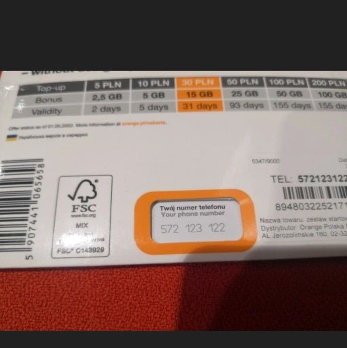 ZŁOTY, PROSTY, ŁATWY NUMER *** 123 122 Orange