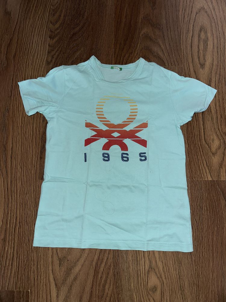 T shirt United Colors of Benetton turkusowa niebieska 130cm 7-8 lat