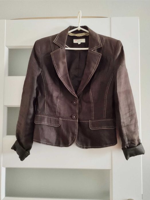 Marynarka, żakiet damski brązowy ramia