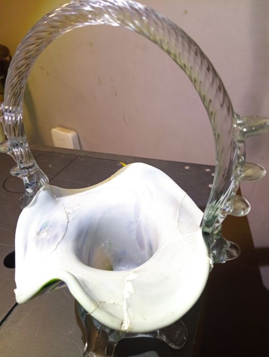 Szklany koszyk PRL duży czytać opis