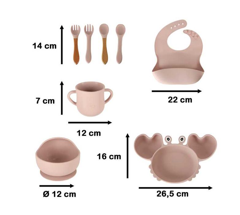 Naczynia silikonowe dla dzieci różowy kubek śliniak miseczka