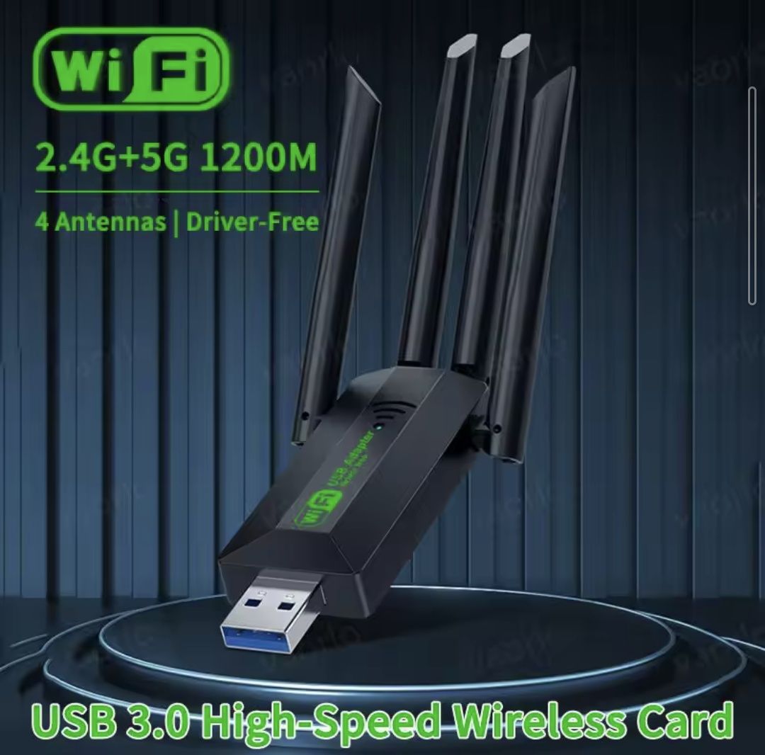 Адаптер USB Новий Wi-Fi 5 1200 мб/с 2.4GHz+5GHz 4 антени двухдіапазон!