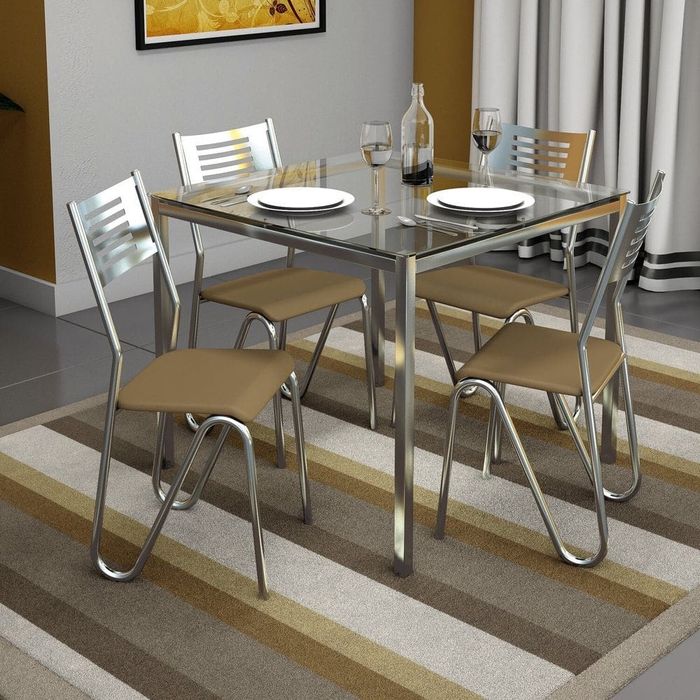 Mesa de vidro fosco e cromados