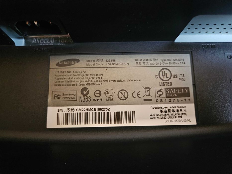 Monitor LCD SAMSUNG 2233SN FULL HD 1080P