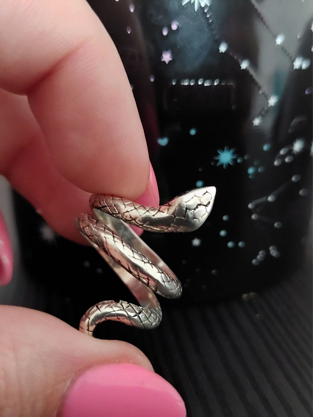 Nowy srebrny 925 pierścionek wąż żmijka srebro cyrkonie