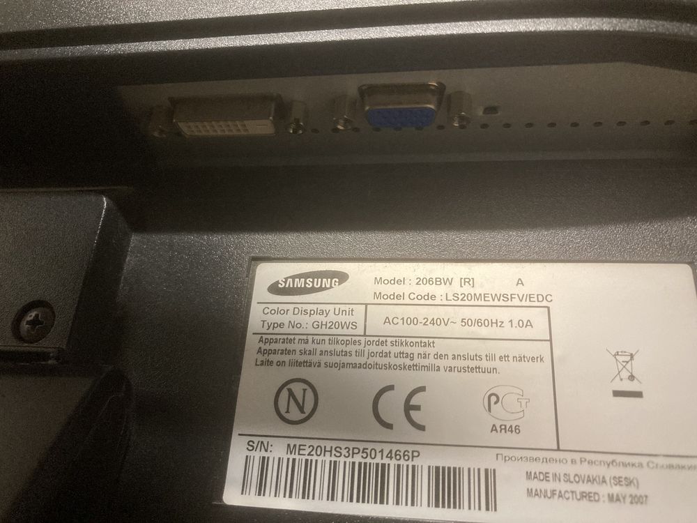Monitor Samsung 206BW 20 cali DVI VGA