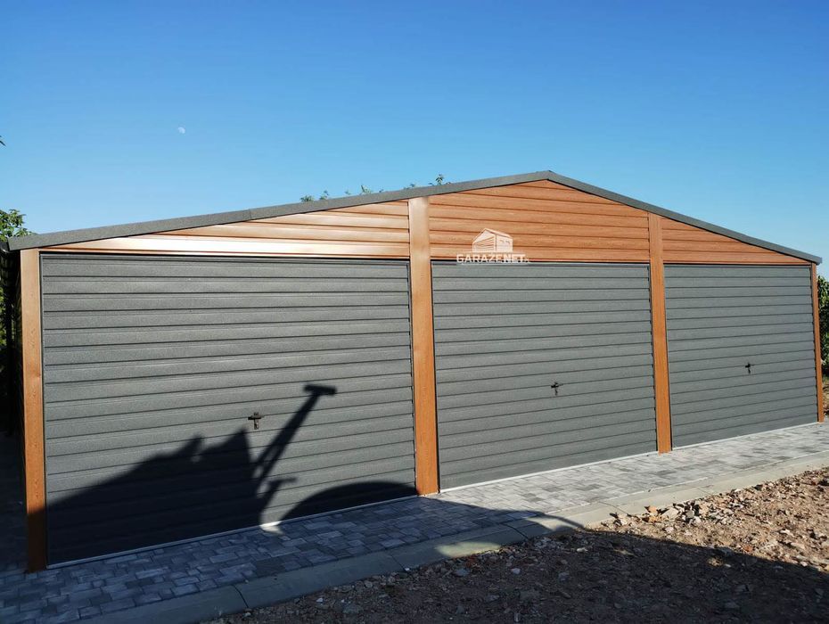 GARAŻ BLASZANY 9m x 6m 3X Brama Uchylna - 2X Okno Pcv 9X6 GB297