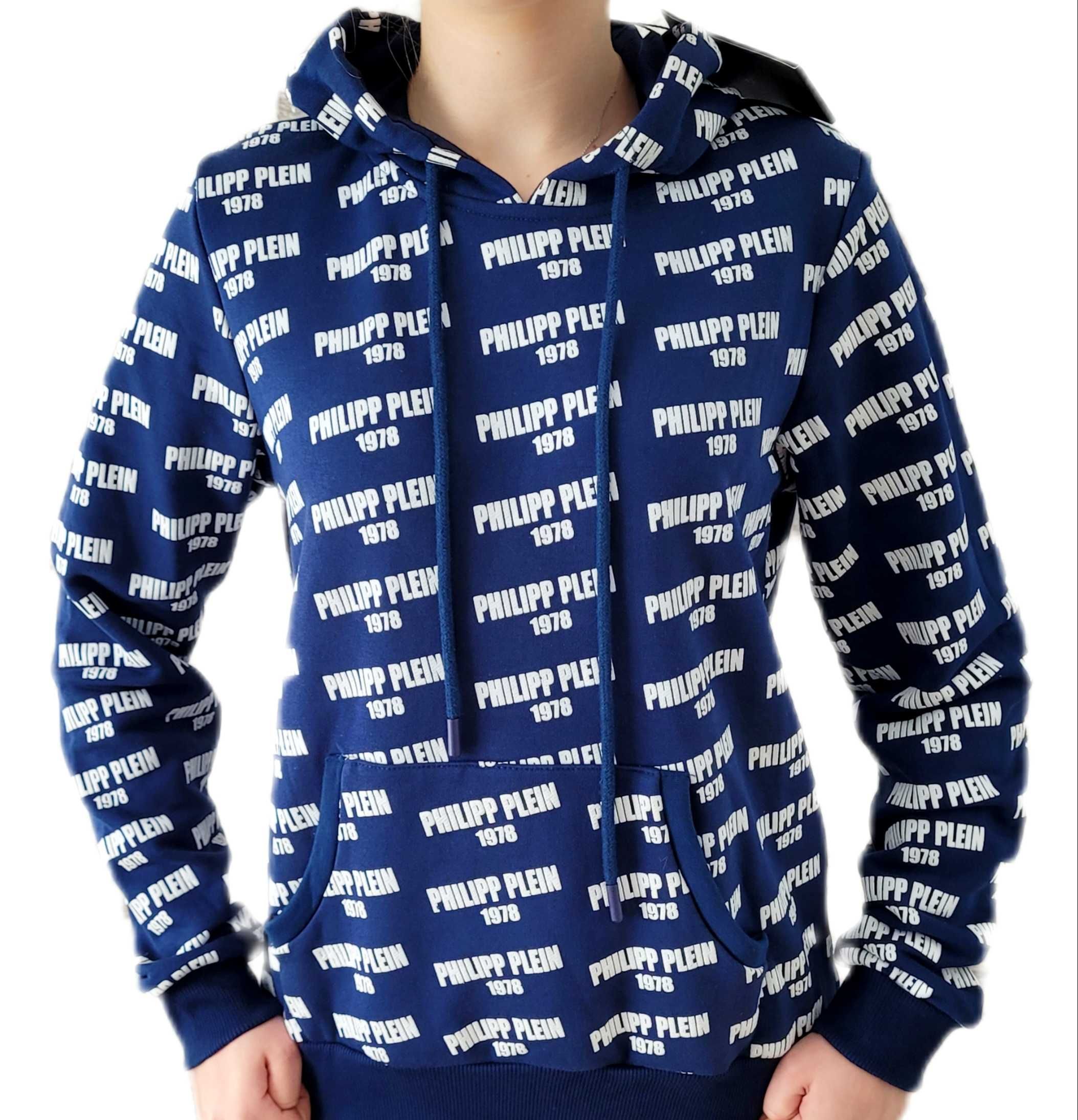 Bluza damska Philipp Plein Kaptur granatowa Nadruk