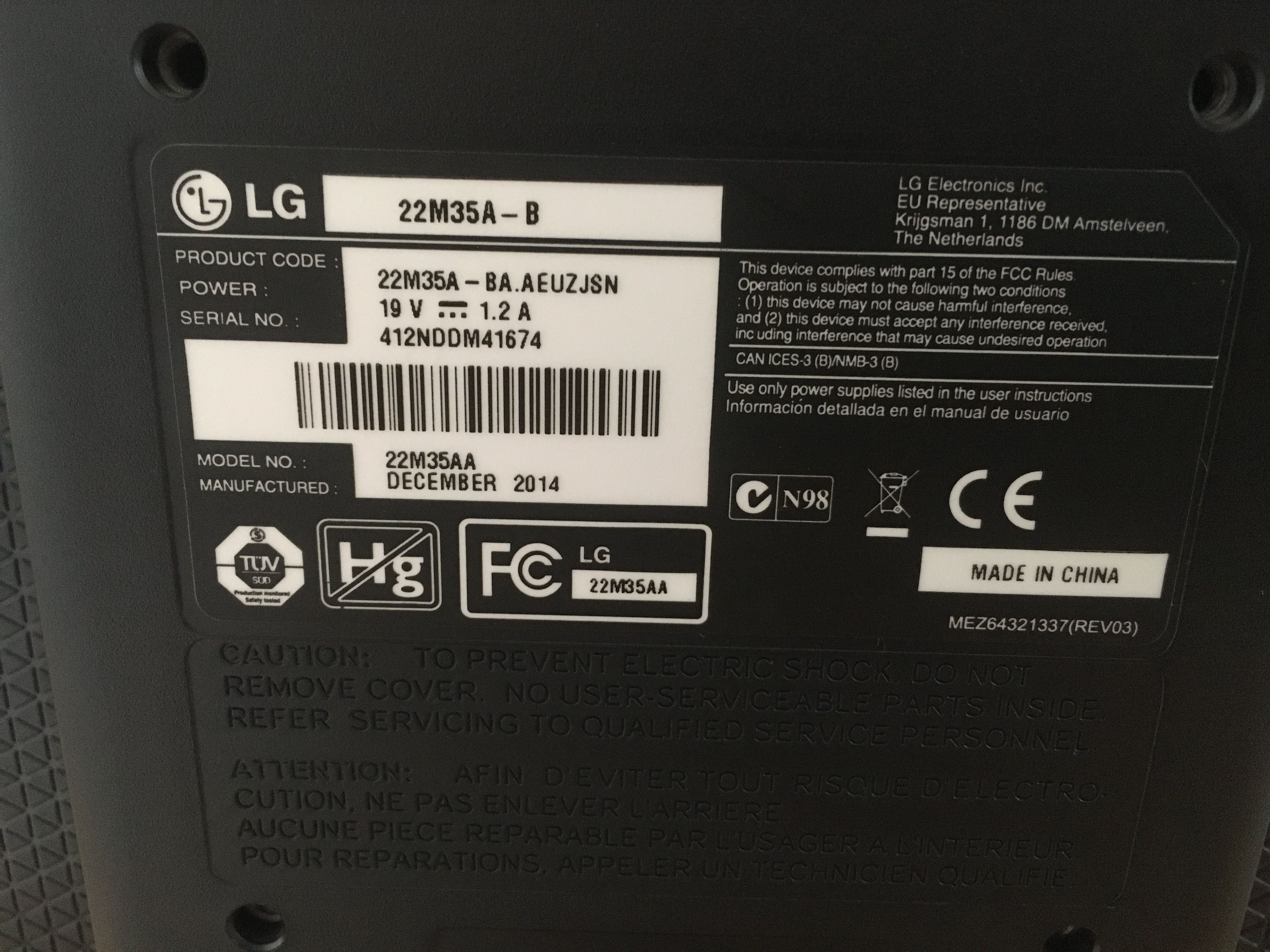 Monitor LG 22M35A