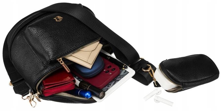 elegancka saszetka damska na ramię z dodatkową portmonetką - rovicky