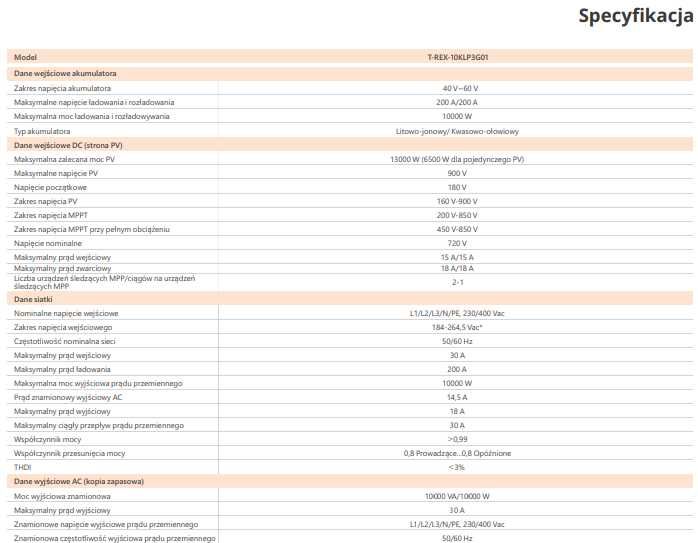 Inwerter Falownik Hybrydowy FELICITY T-REX-10KLP3G01 10kW + Sm. Meter