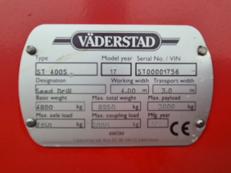 Agregat uprawowo-siewny Vaderstad Spirit 400S rok produkcji 2017