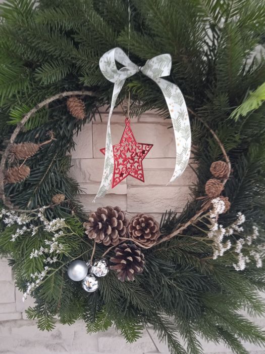 Wianek naturalny duży bożonarodzeniowy