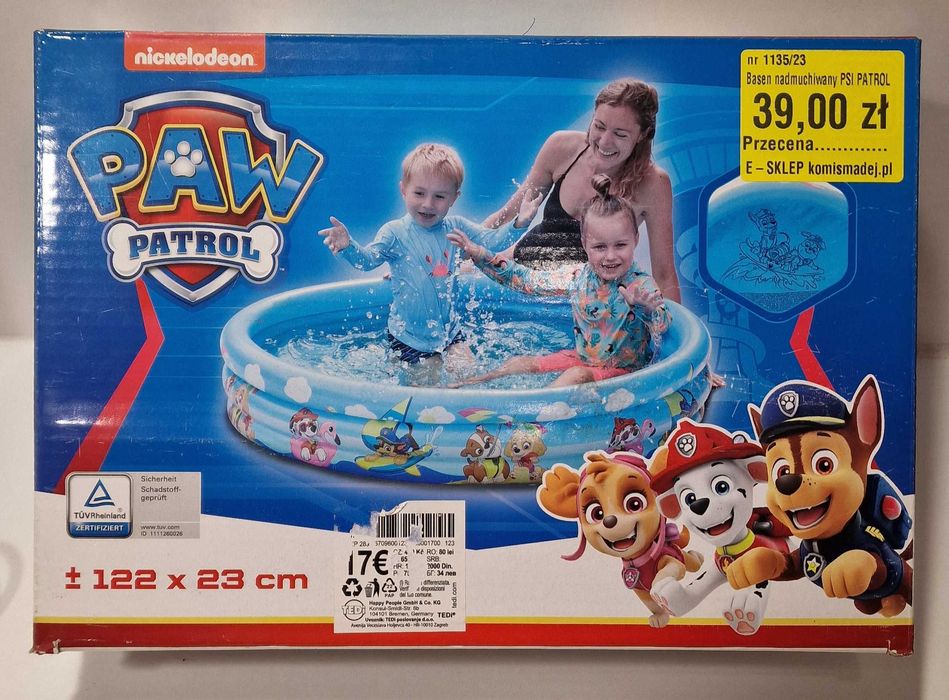 NOWY Basen dla dzieci Psi Patrol 122 x 23 cm Komis Madej Czeladź