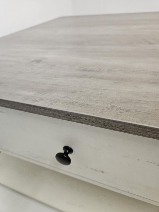 Stolik kawowy ława 2 szuflady półka 80 x 80 x 45cm. Złożony