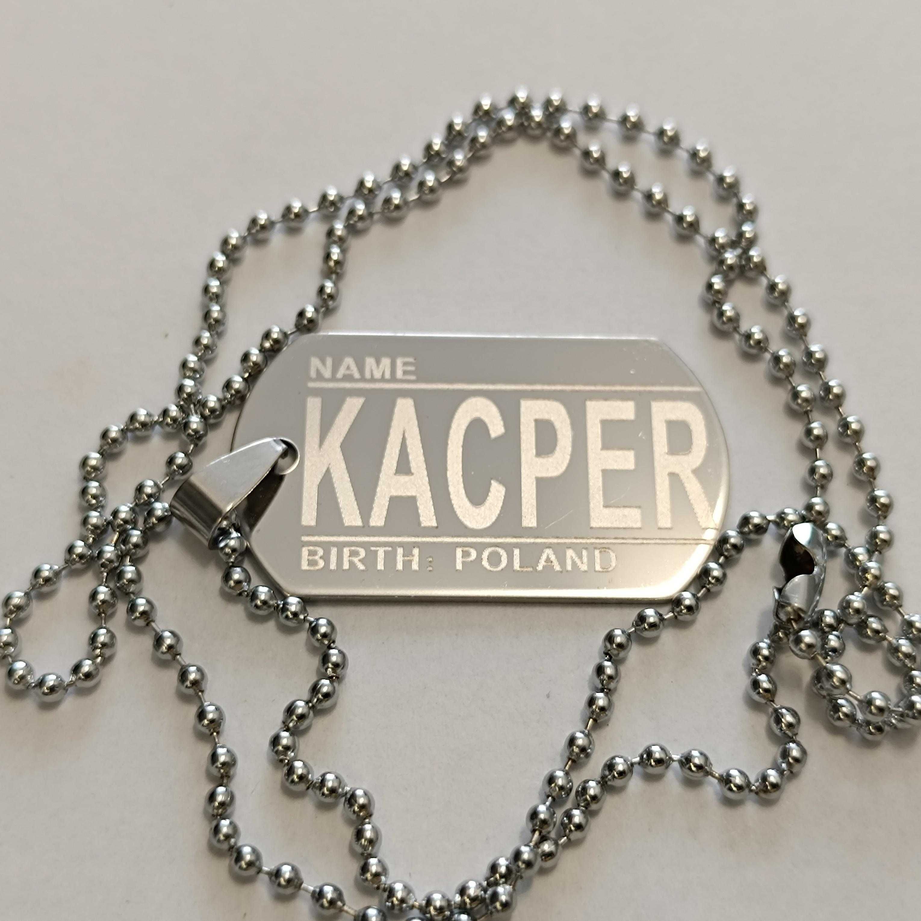 Naszyjnik nieśmiertelnik DOG-TAG - stal nierdzewna 316L - KACPER