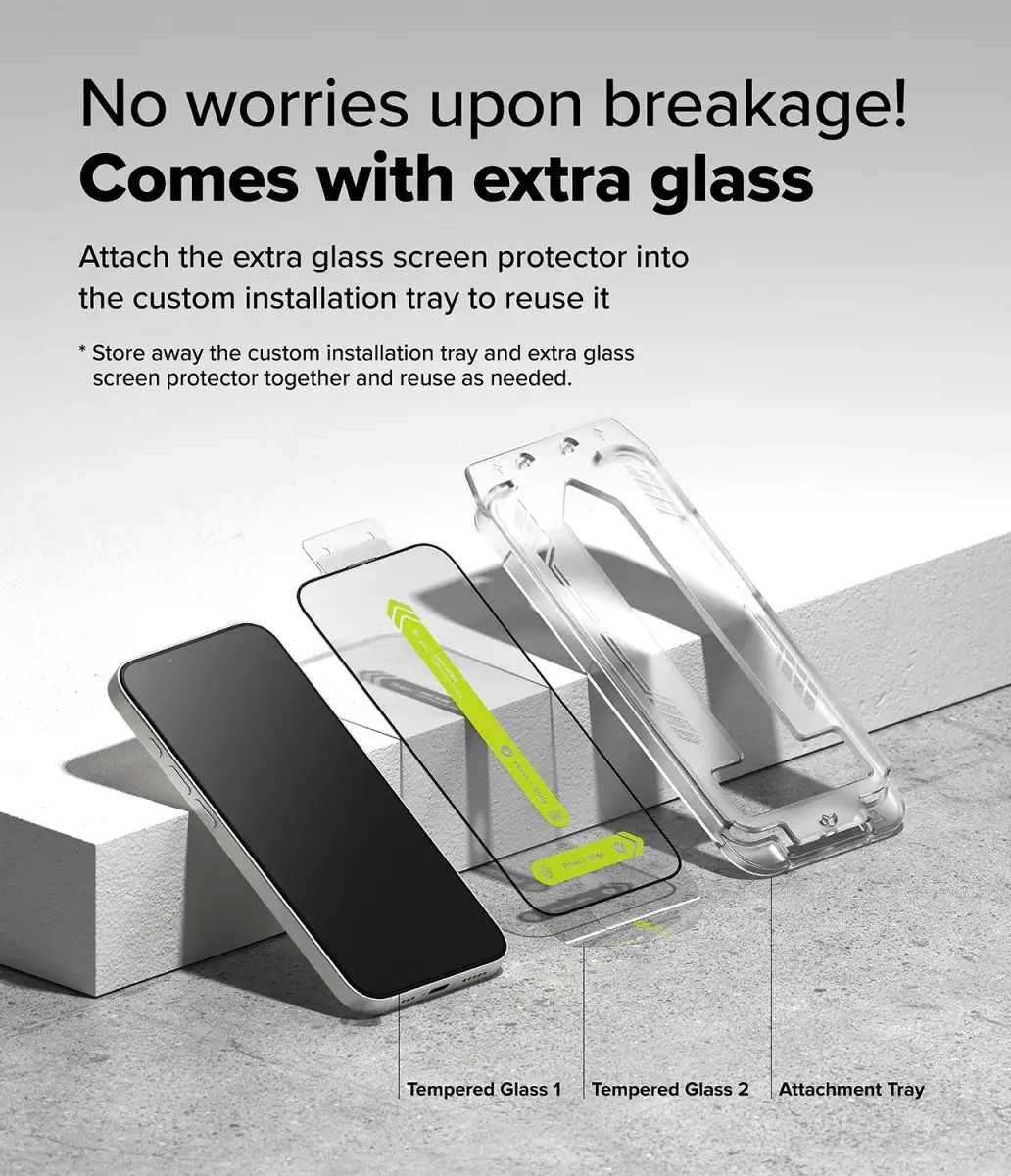 Защитное стекло Ringke Easy Slide 2-Pack iPhone 16e/14/13 Pro/13 Black