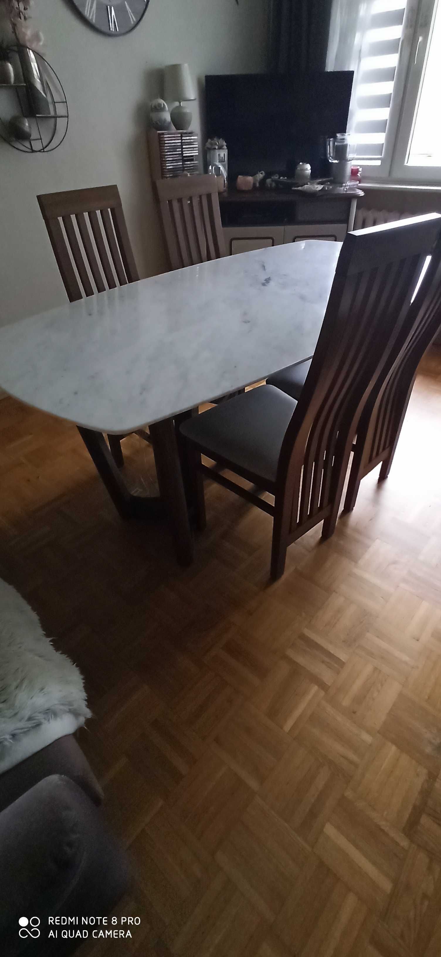 Stół marmurowy ekskluzywny + 4 krzesła eleganckie