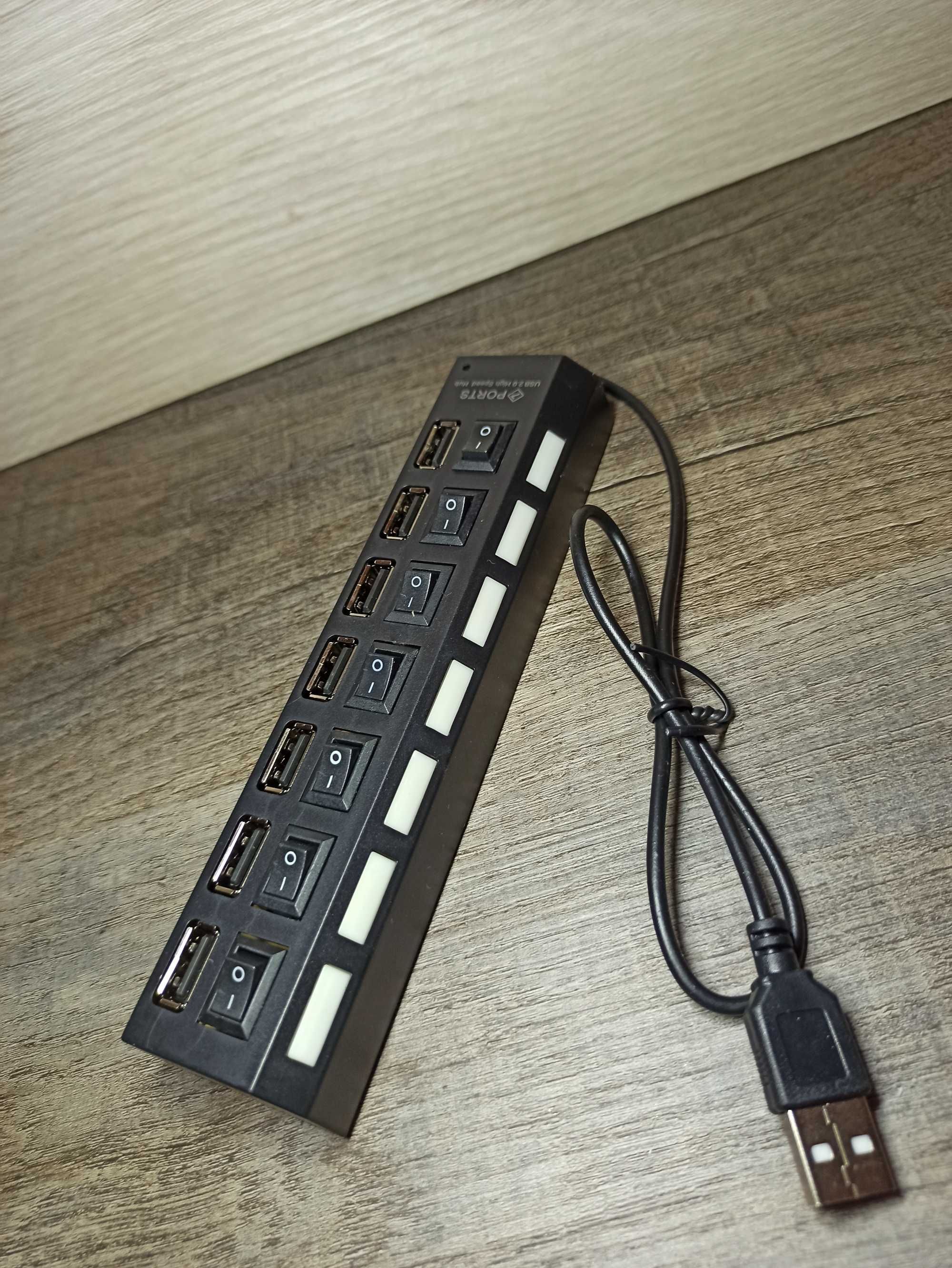 Разветлитель переходник USB хаб 7 портов USB 2,0 с выключателями