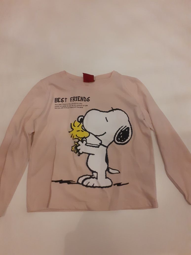 Bluzka dziewczęca pudrowy roz Snoopy 122
