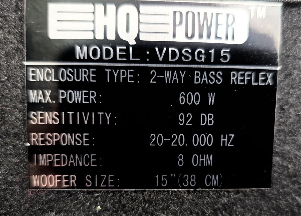 Kolumny HQ Power VDSG15 + Wzmacniacz Koda 1400BT