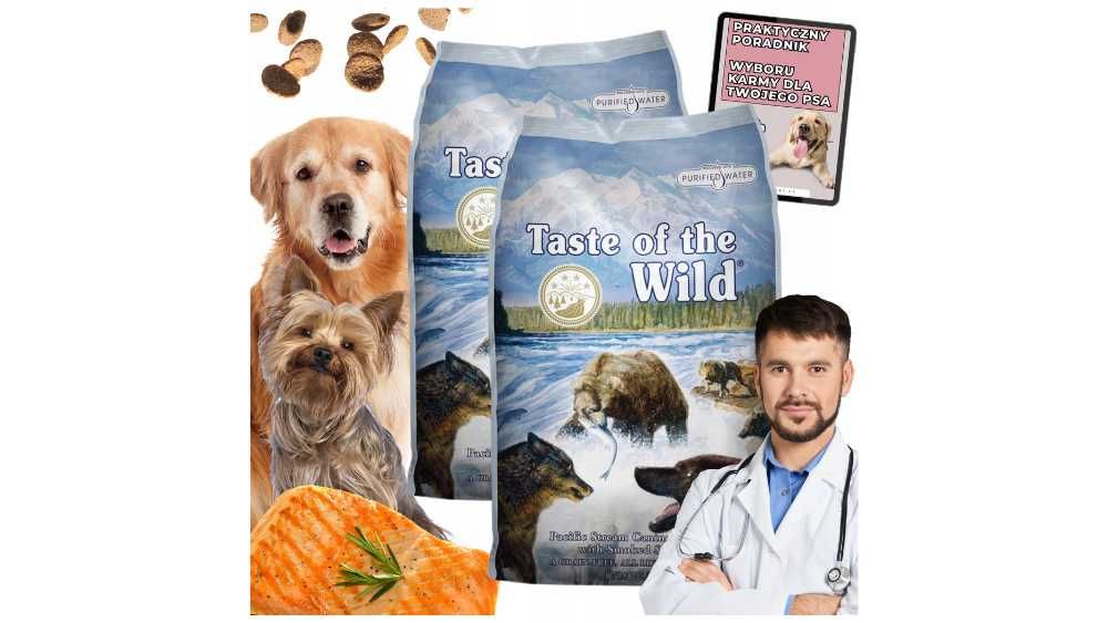 Zestaw 2x karma sucha Taste of the Wild DLA PSA Z ŁOSOSIEM 24kg GRATIS