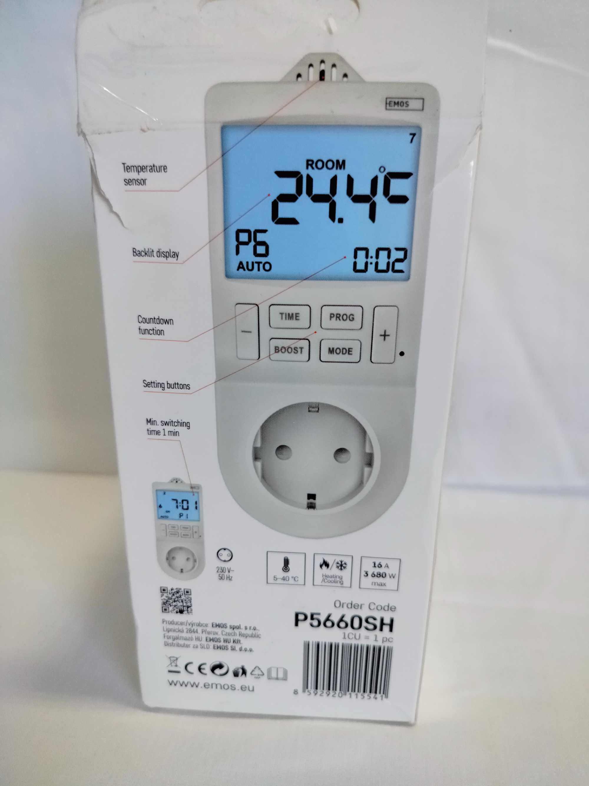Termostat Gniazdkowy Emos P5660SH Termostat gniazdkowy 2w1 WiFi