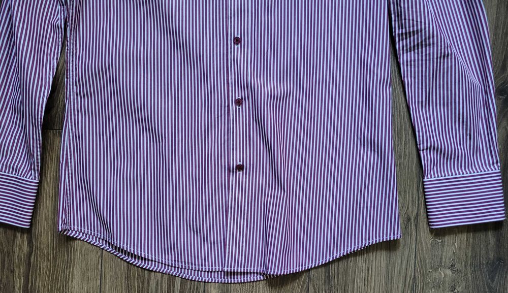 koszula Gianni Feraud 16" 40 slim fit w paski burgundowy bawełna