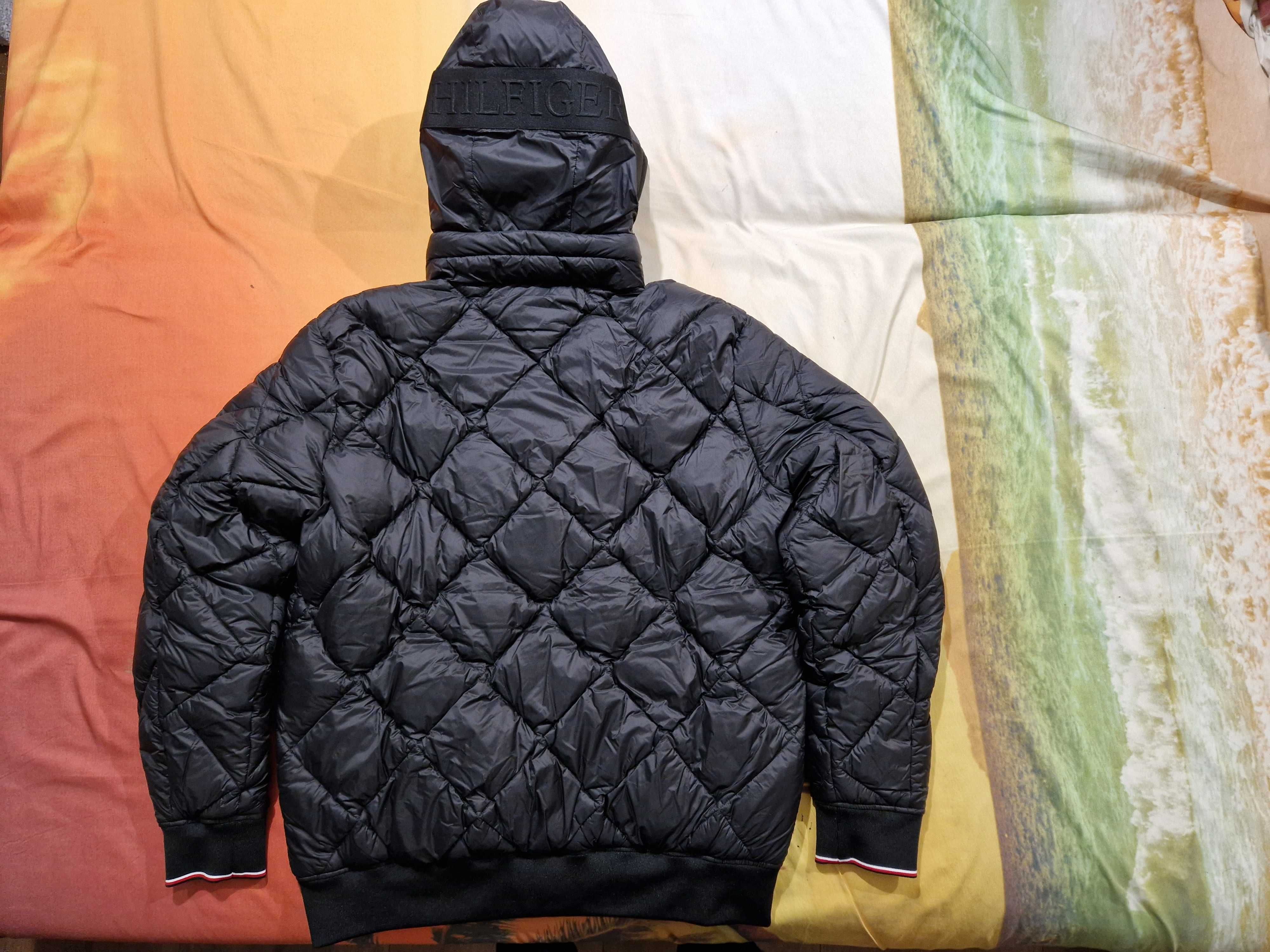 TOMMY HILFIGER Diamond Quilted Hooded Kurtka Pikowana M Oryginalna