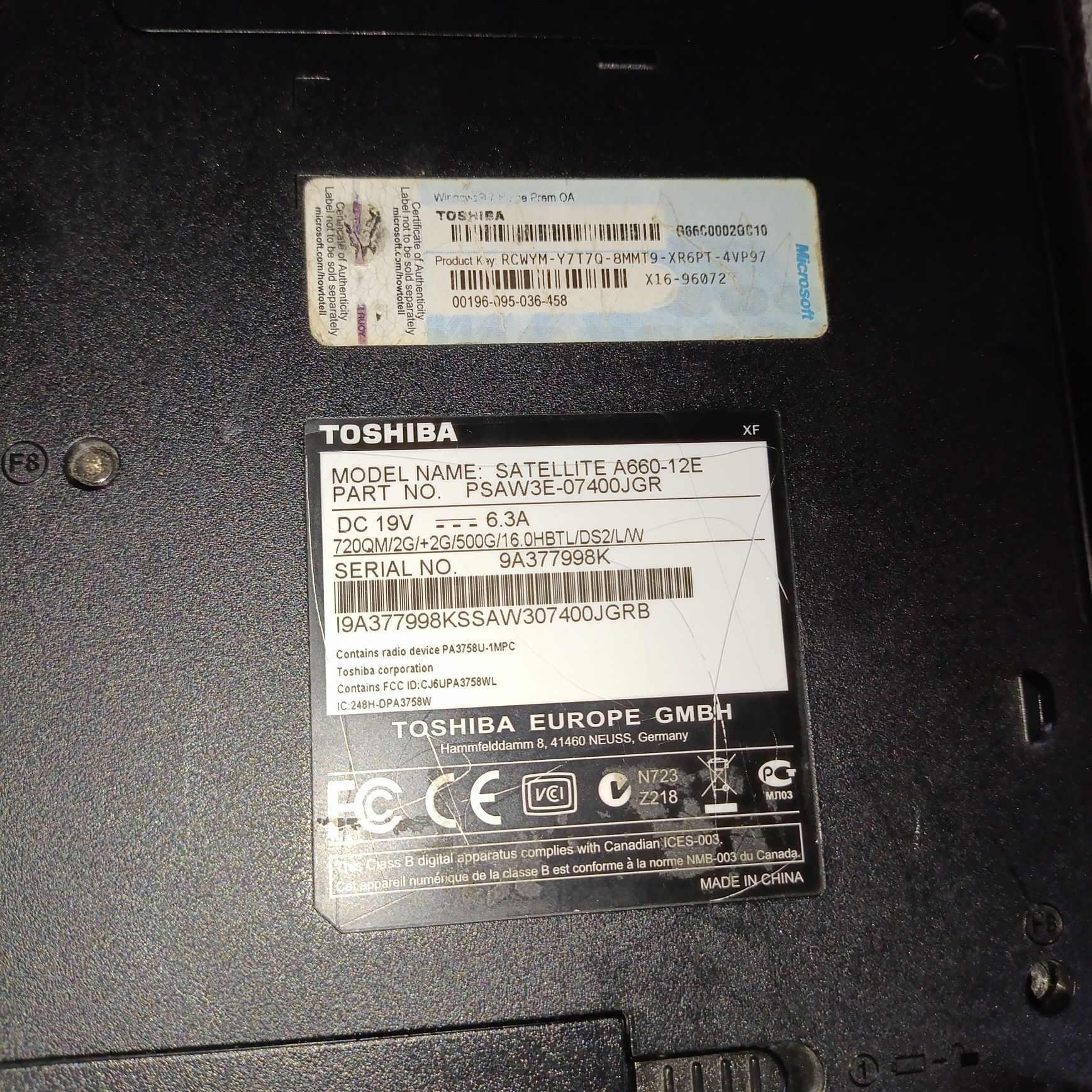 Ноутбук Toshiba Satellite a660 12e