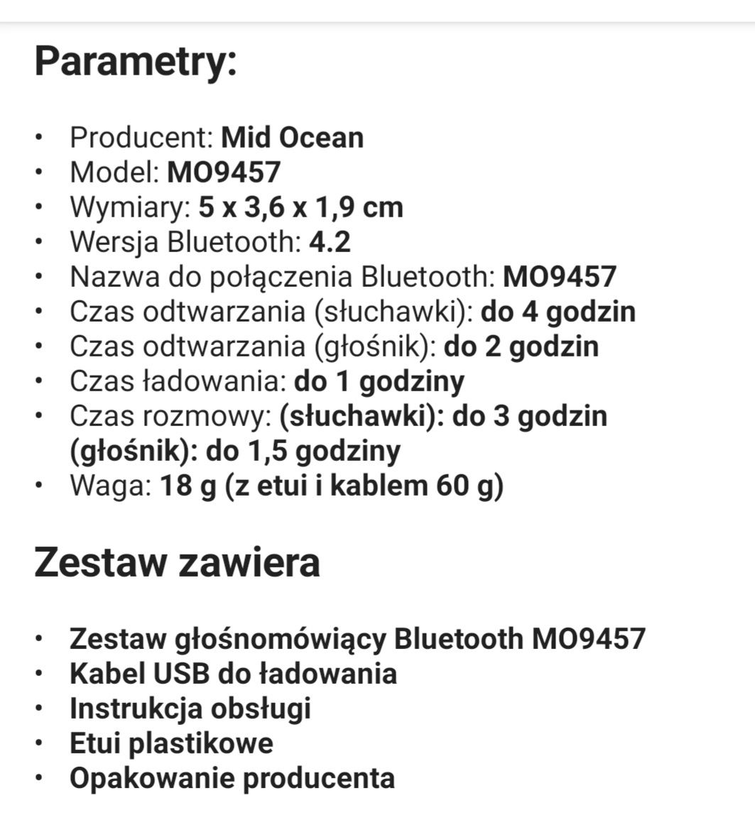 Nowy Zestaw głośnomówiący Bluetooth 4.2