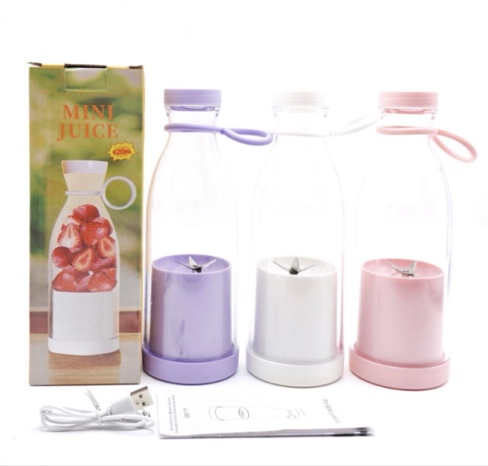 Акумуляторний портативний блендер пляшка Mini Juice 420 ml