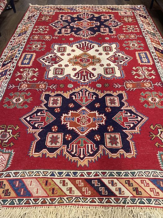 Autêntico Tapete Persa Kilim Soumak 195x126cm - Novo