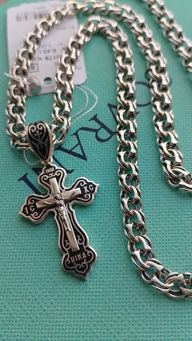 Срібний чоловічий ланцюг 50 55 60 65 см 15+ грамм бісмарк козацький