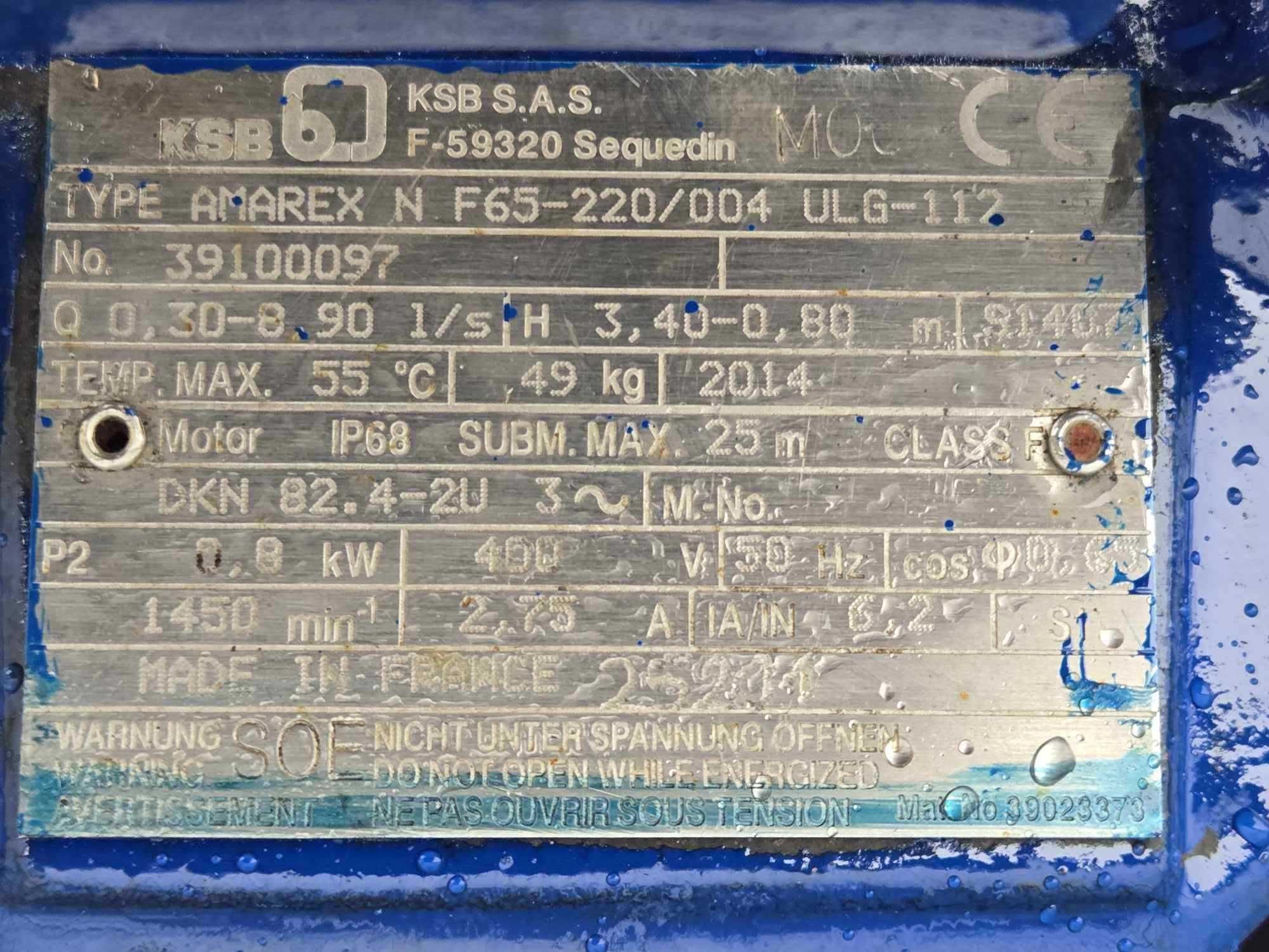 Pompa zatapialna KSB AMAREX N F65-220/004