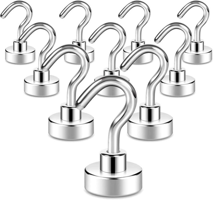 Magnes Neosmuk z hakiem biały 10szt mocny uchwyt sufitowy lodówka