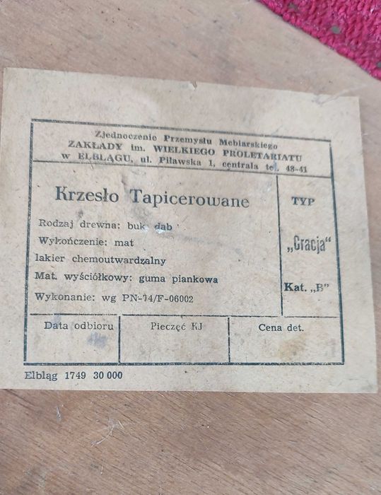 Krzesło PRL " Gracja " - 3 szt do renowacji zakład w Elblągu