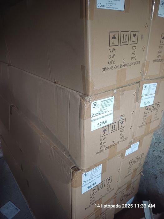 Lampa LED przemysłowa 150 cm 30- 60 W IP66 – nowa, garaz hala warsztat