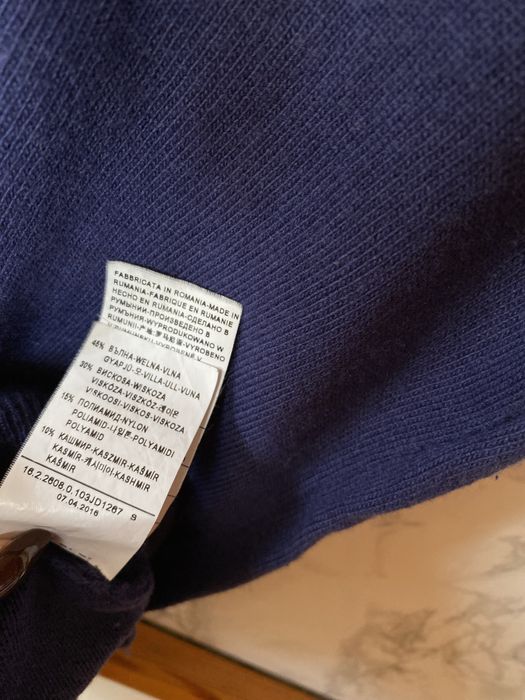 Kaszmir wełna z krótkim rękawem s sweter granatowy damski Benetton