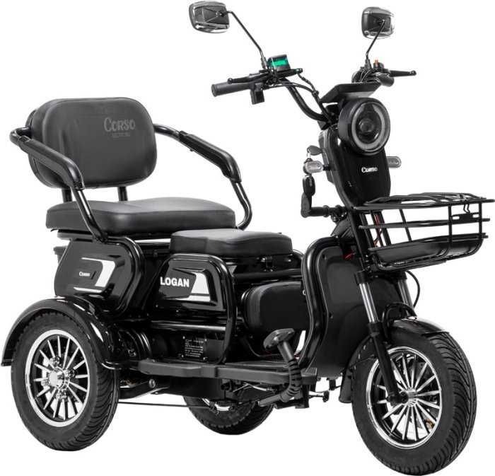 Електричний трицикл Corso Logan (1200Вт 72В 23Ач) 10" Чорний