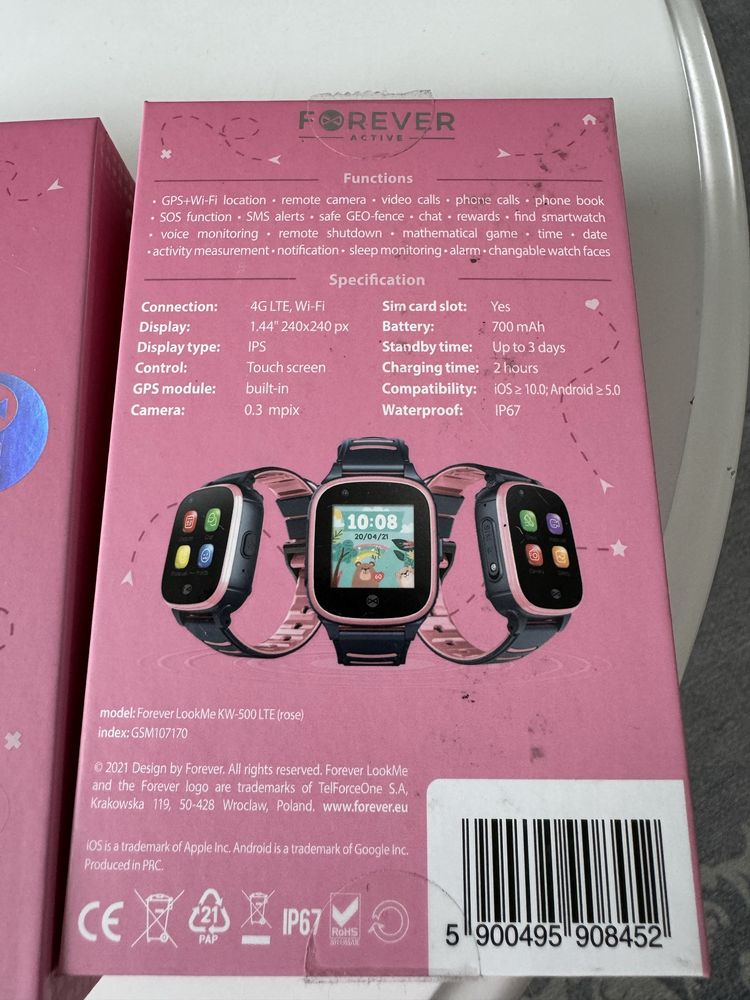 Smartwatch FOREVER Look Me KW-500 Różowy - jak nowy!!!