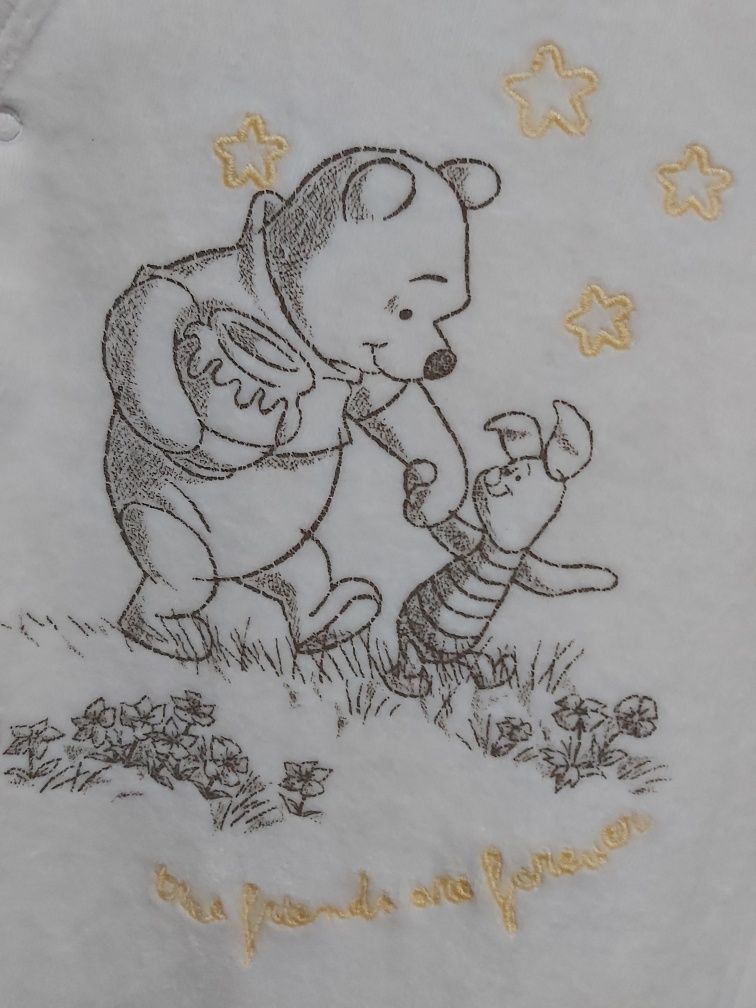Piękny Pajac z AKSAMITU Weluru z Kubusiem Puchatkiem 68 cm. jak NOWY
