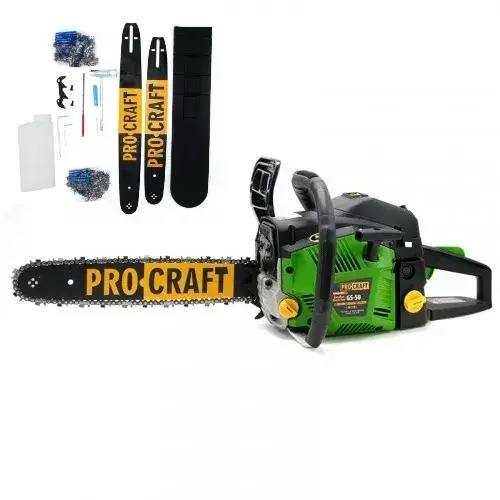 Бензопила Procraft GS50/2 4.1 кВт 2 шини 2 цепи потужна 2-тактна пила