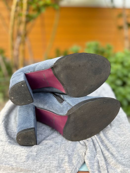 Замшеві чоботи джинсового кольору 37р.