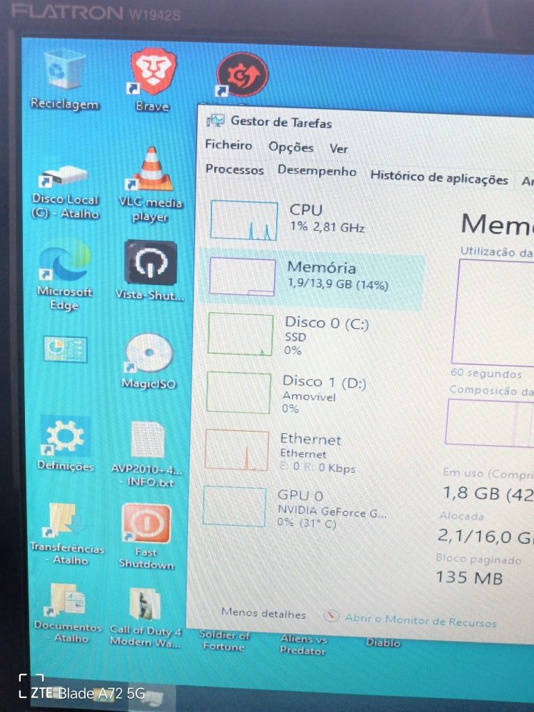 PC desktop com problemas