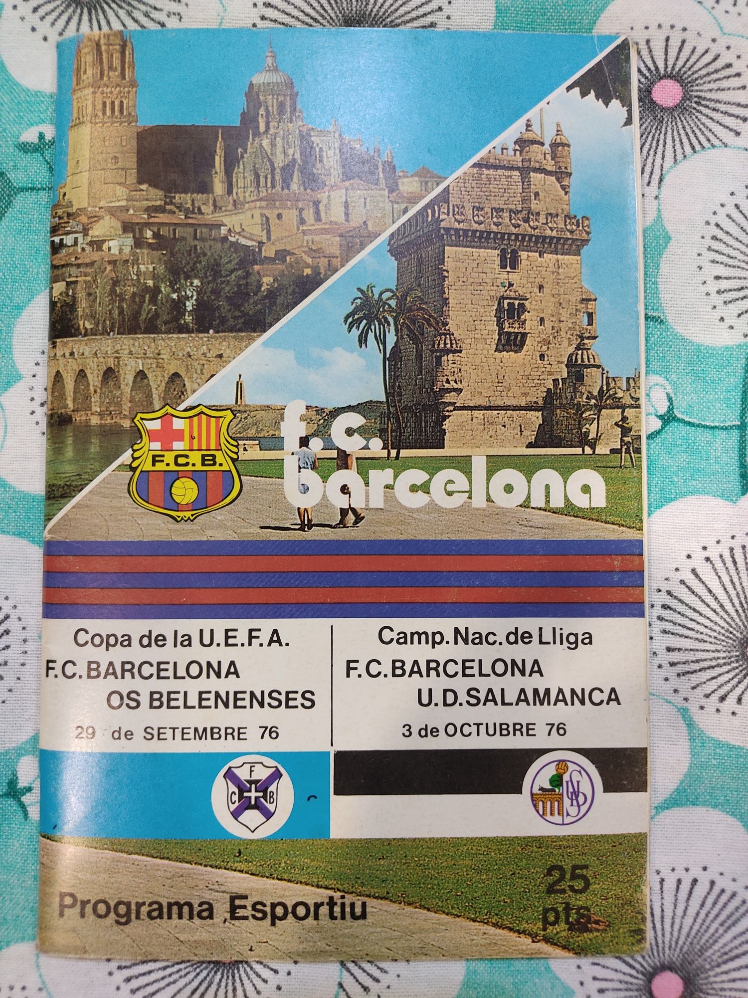 Programa do jogo barcelona-belenenses UEFA 1976/ 1977