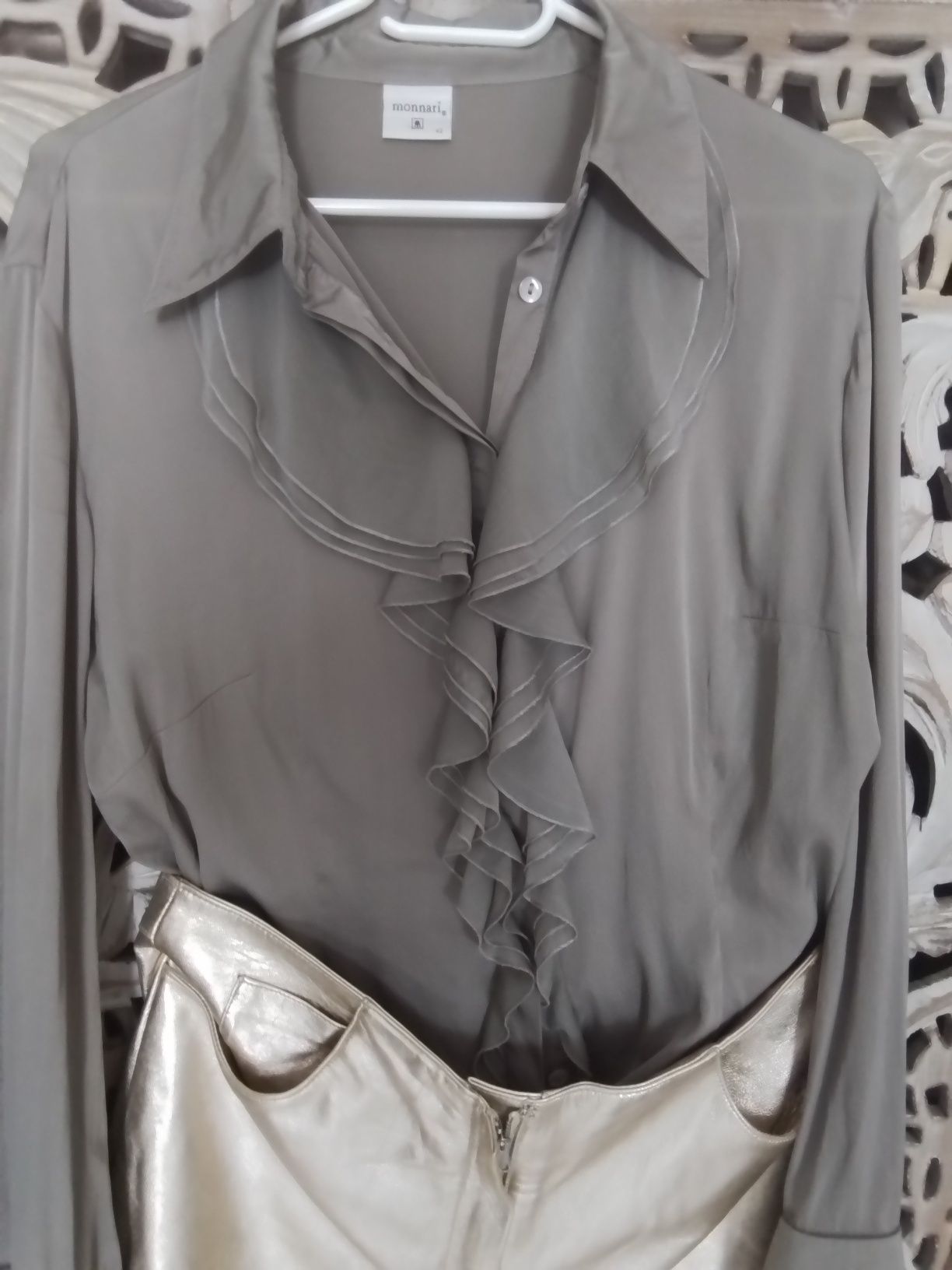 Bluza jedwabna, kolor taupe, rozmiar M-L