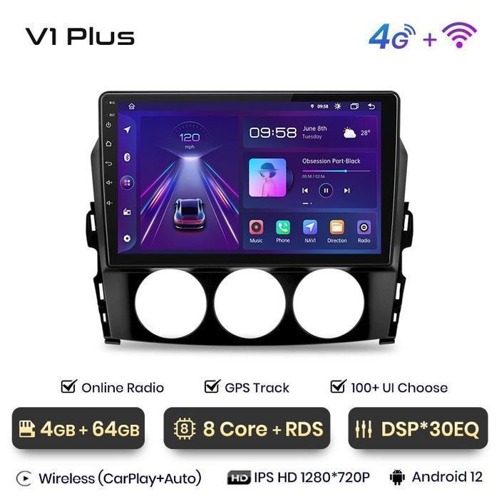 Radio nawigacja Mazda MX-5 MX5 III 3 NC 2008 -2015 Android Carplay 4GB