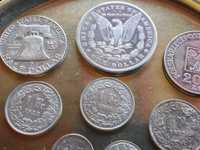 Zestaw srebrnych monet -12 szt. w tym 1 DOLLAR 1896 San Francisco!!!