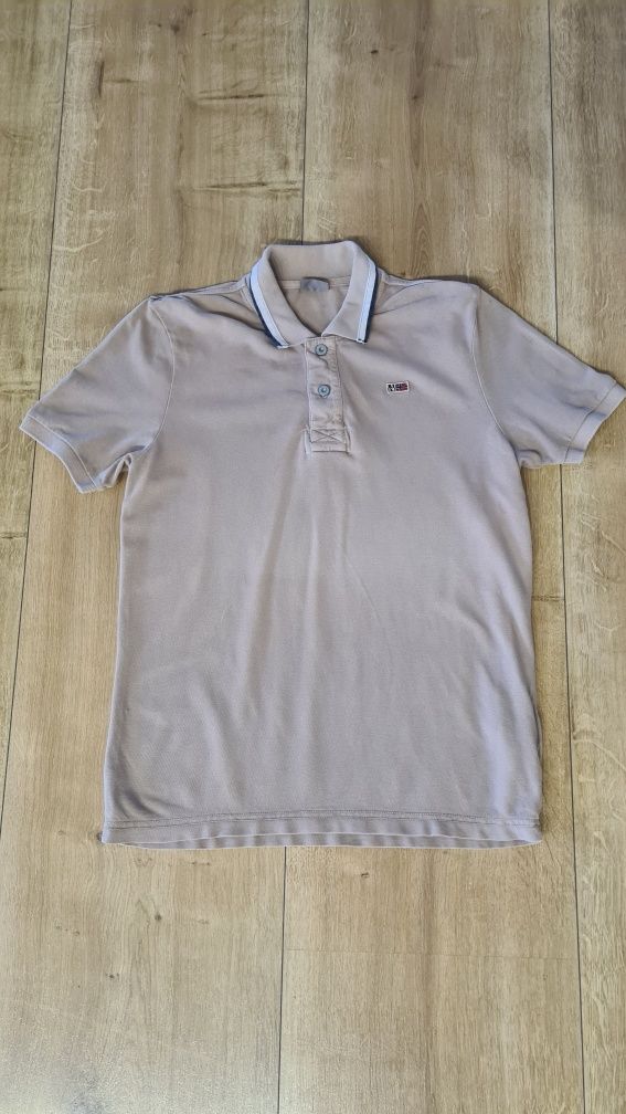 Koszulka T-shirt tee polówka Napapijri. Beżowa Kawowa. Rozmiar S / M.